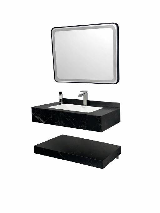 Vasque Tablette Miroir 80cm Nero Markina(3 Colis) - Creamag